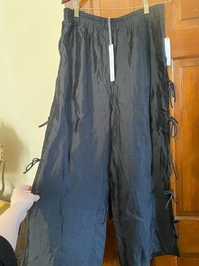 LISA SAYS GAH EVELYN TIE PANT SIZE XL BLACK ORGANZA